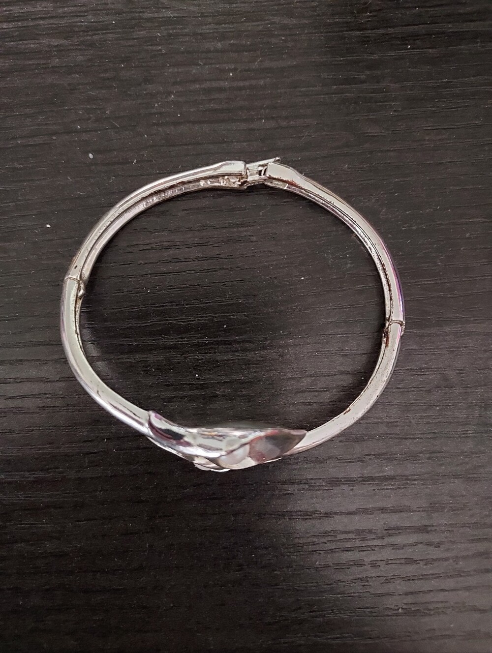Polished Silver-Tone Sculpted Bangle Bracelet - Women's Jewelry